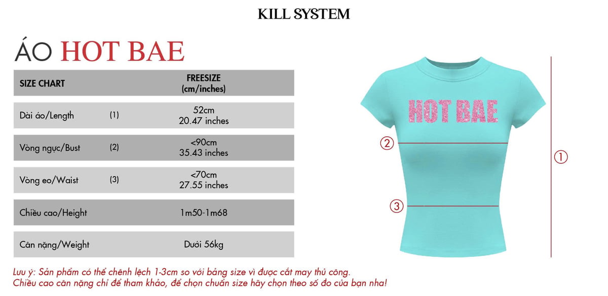 KILL SYSTEM HOT BAE Glitter Graphic Baby Tee