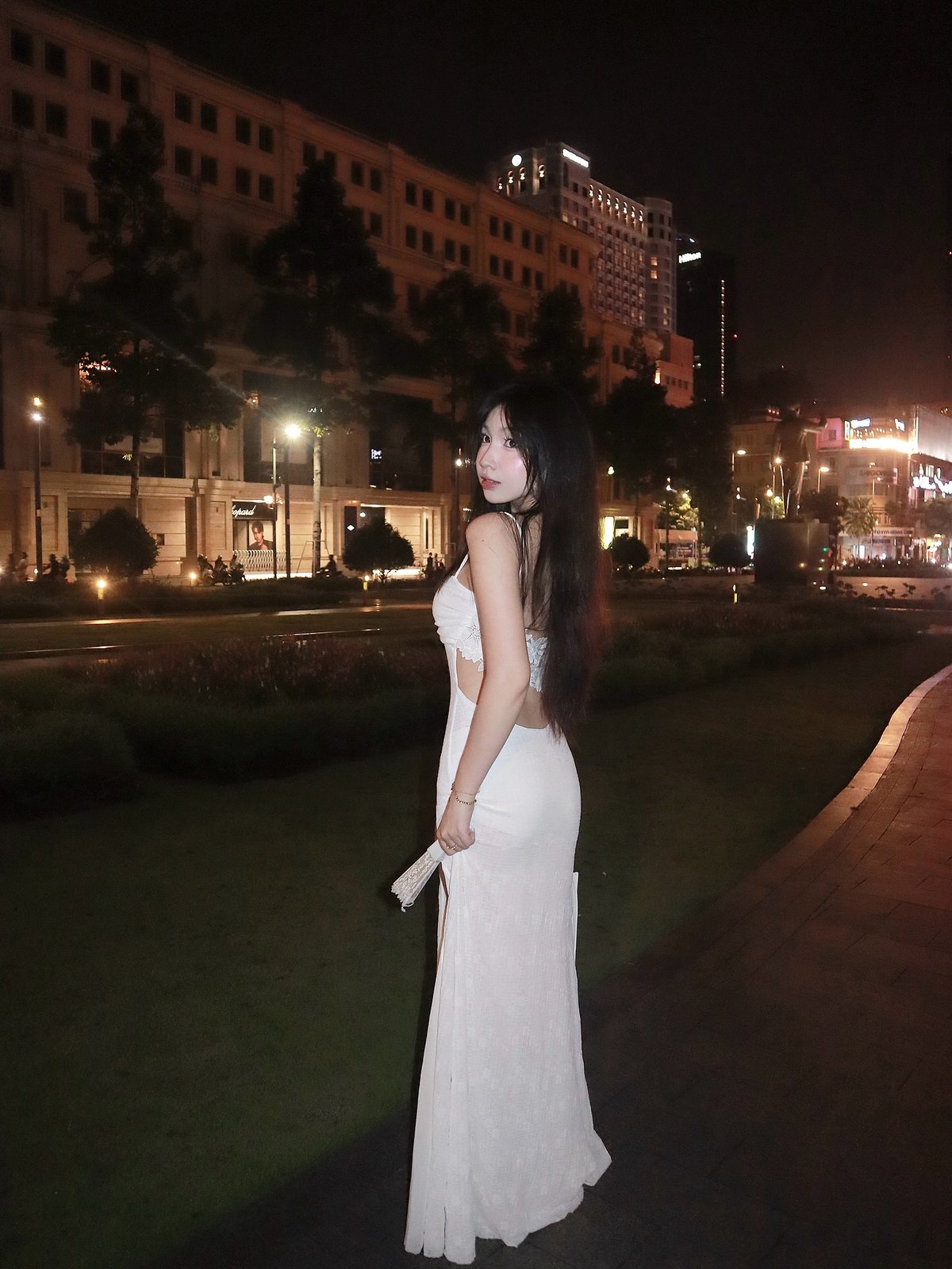 Maikaa Studio Raven White High Slit Maxi Dress