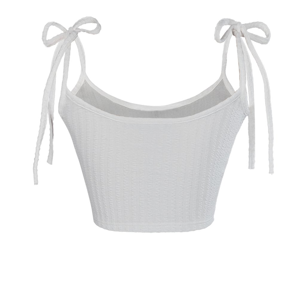 SISTERS Lena Bow-Tie Spaghetti Strap Knit Crop Top