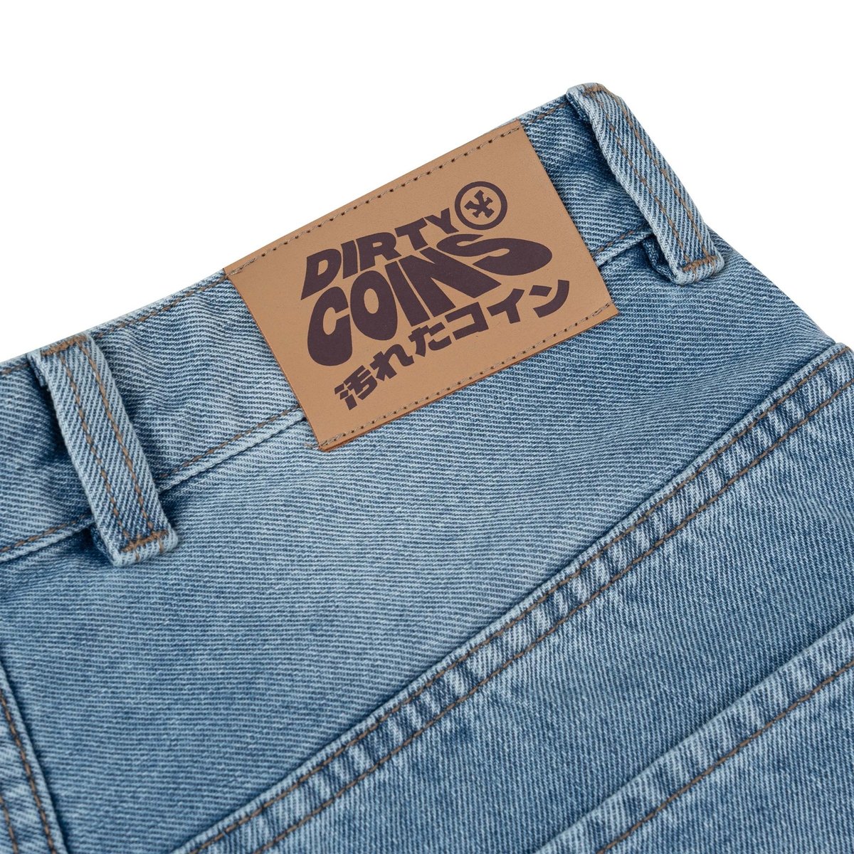 DIRTYCOINS Baggy Denim Shorts with 3D Embroidery Logo