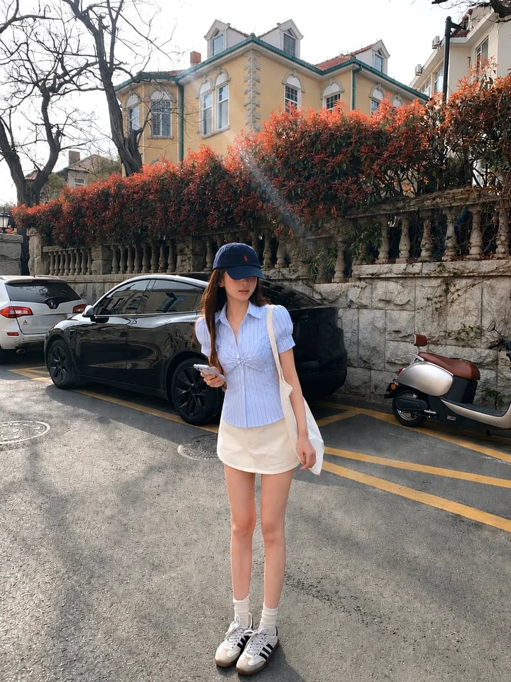 Sugar Crush Camila 條紋綁帶收腰襯衫