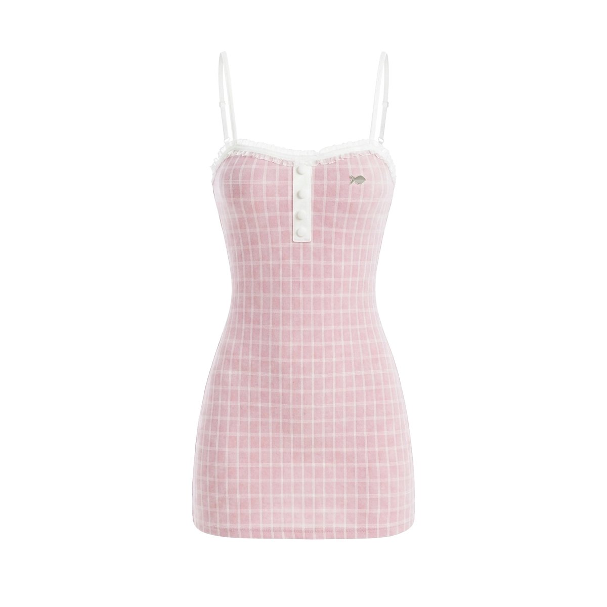 DKMV Amethyst Rabbit Fur Knit Check Mini Dress - Pink
