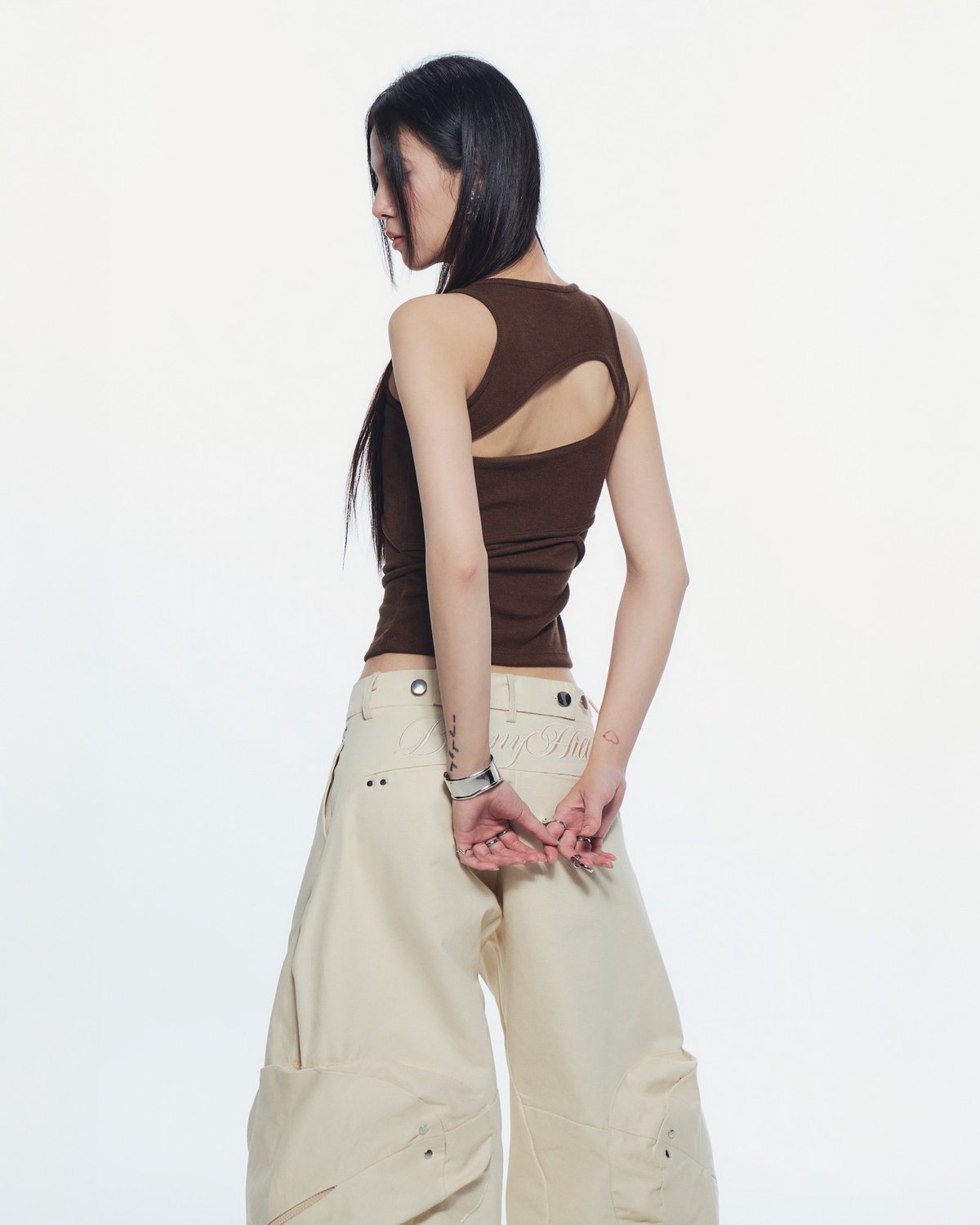 Bunnyhill Conrad Sleeveless Cut-out Tank Top - Brown