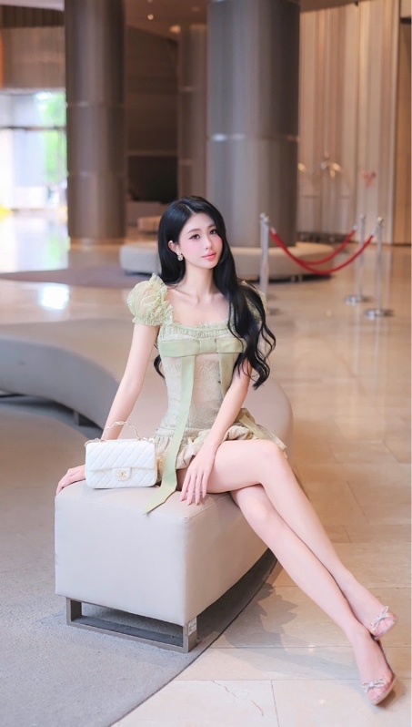 THAOBIBI Embroidered Lace Bow Mini Dress