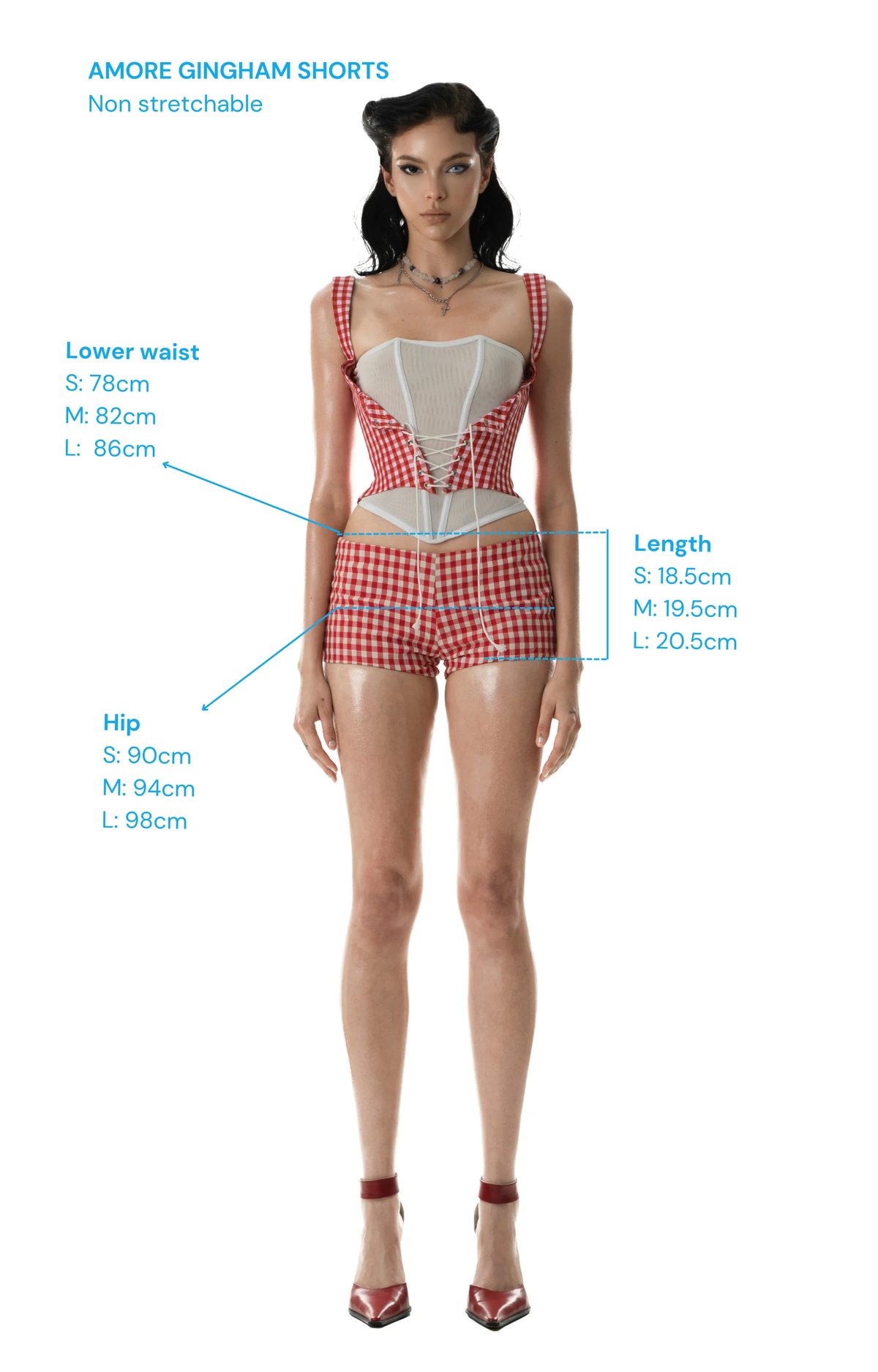 HUELLEYROSE Amore Gingham Shorts
