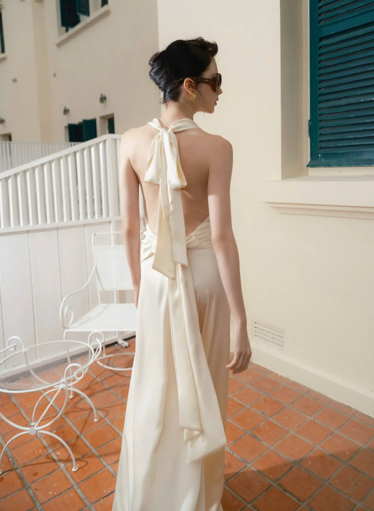 KISSERINE ISLA Satin Cowl Neck Halter Top