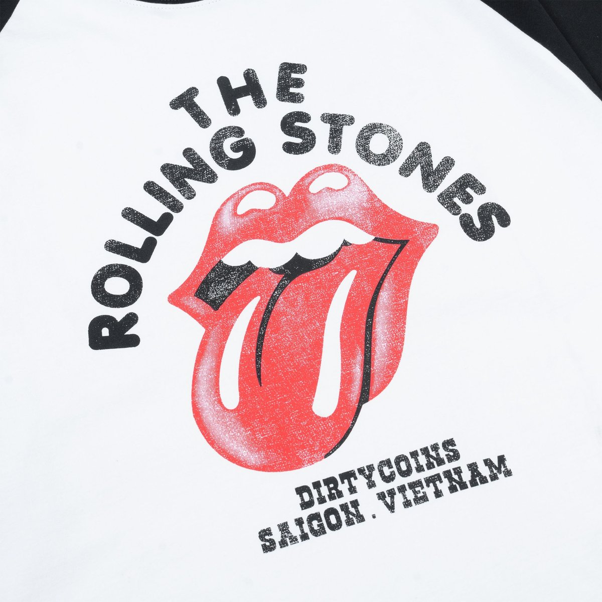 DIRTYCOINS Raglan Long Sleeve T-Shirt Faded Print