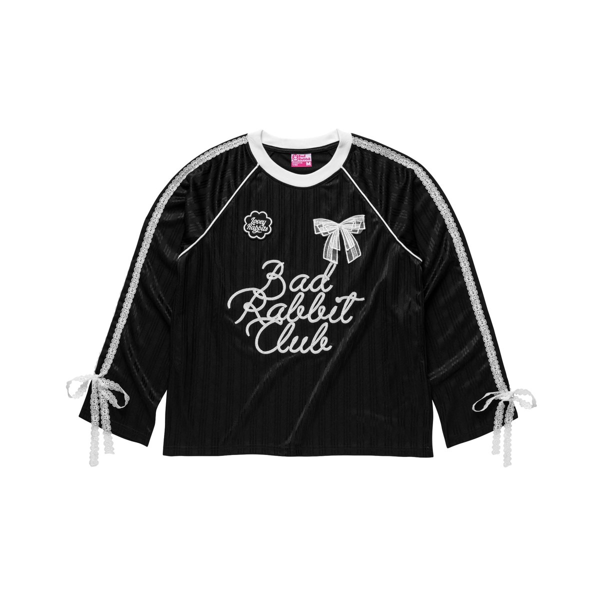 BAD RABBIT Noir Rabbit Regular Jersey 運動風刺繡蕾絲蝴蝶結長袖T恤