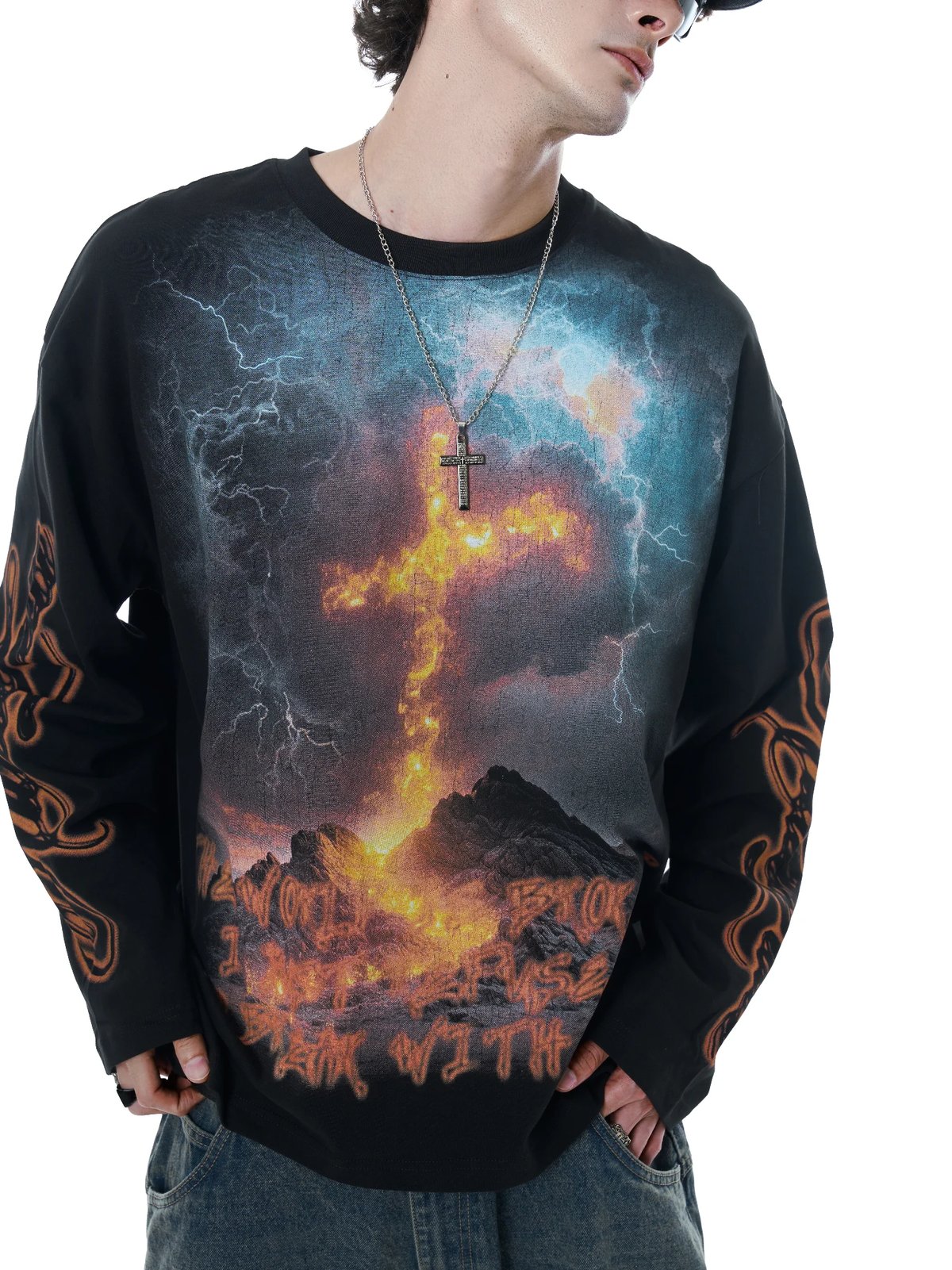 HADES Thunder Cross 印花長袖 T-shirt