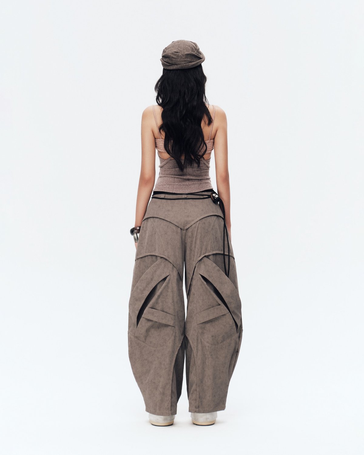 Bunnyhill ORVYN Multi-Panel Pleated Baggy Pants - Dark Taupe