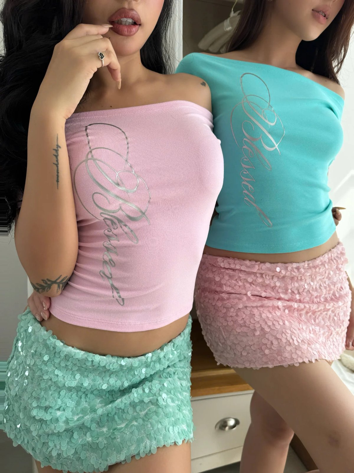 KILLSYSTEM LOVIE Sparkling Sequin Mini Skirt
