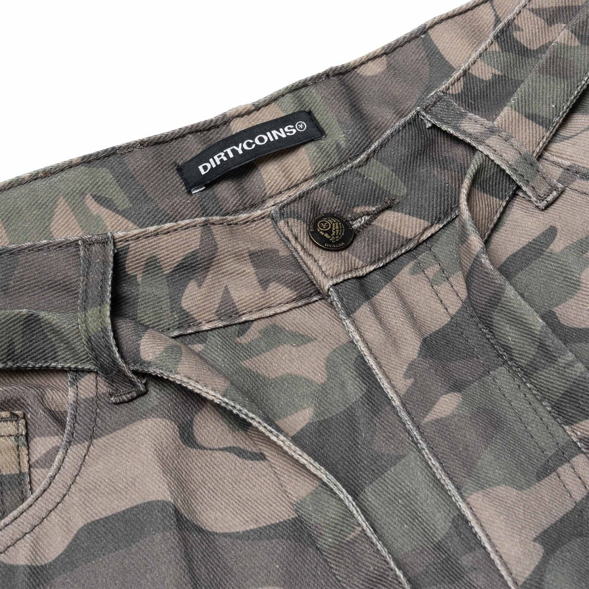 DIRTYCOINS Cargo Pants Drawstring Camo Green