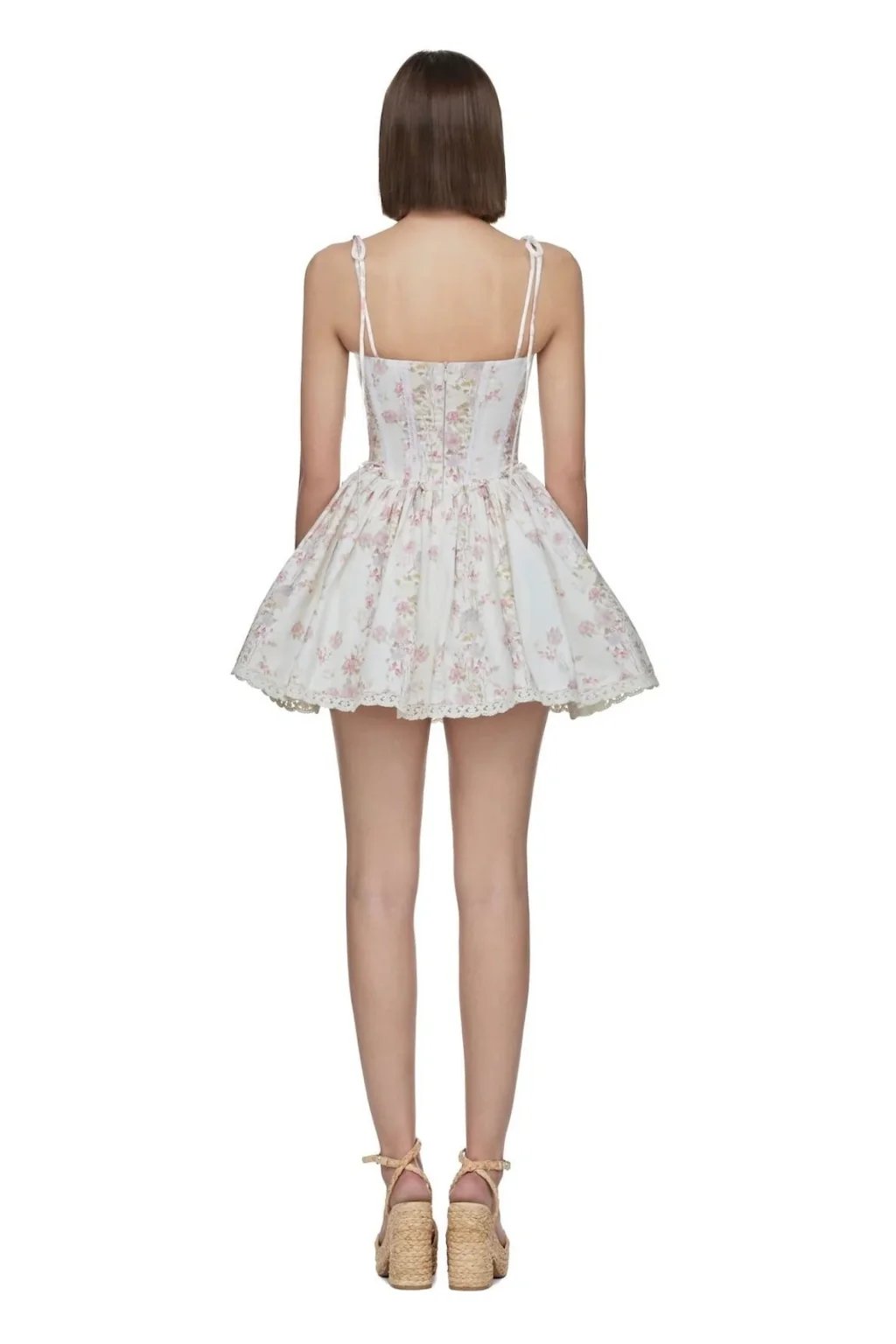 JUBIN SASHA Floral Corset Mini Dress