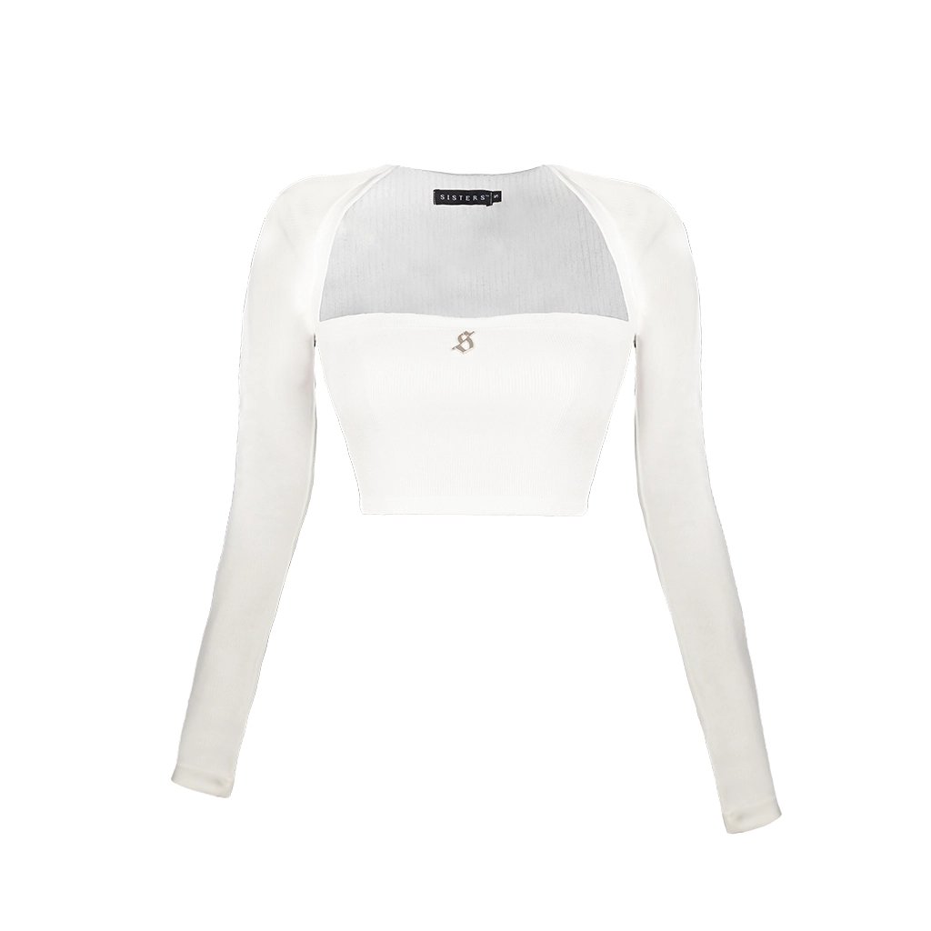 SISTERS Neva Ribbed Long Sleeve Square Neck Crop Top