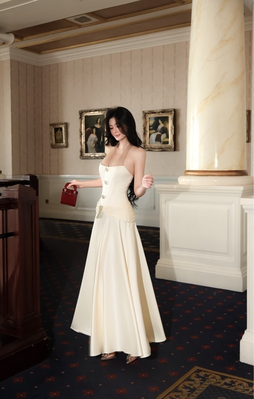 THAOBIBI Silk Halter Maxi Dress