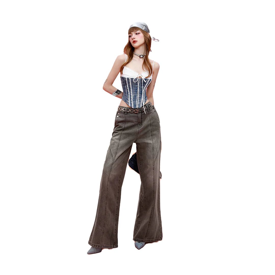 AIAI OFFICIAL Jenny Lace-Trim Corset Top 前扣蕾絲細肩帶束身衣