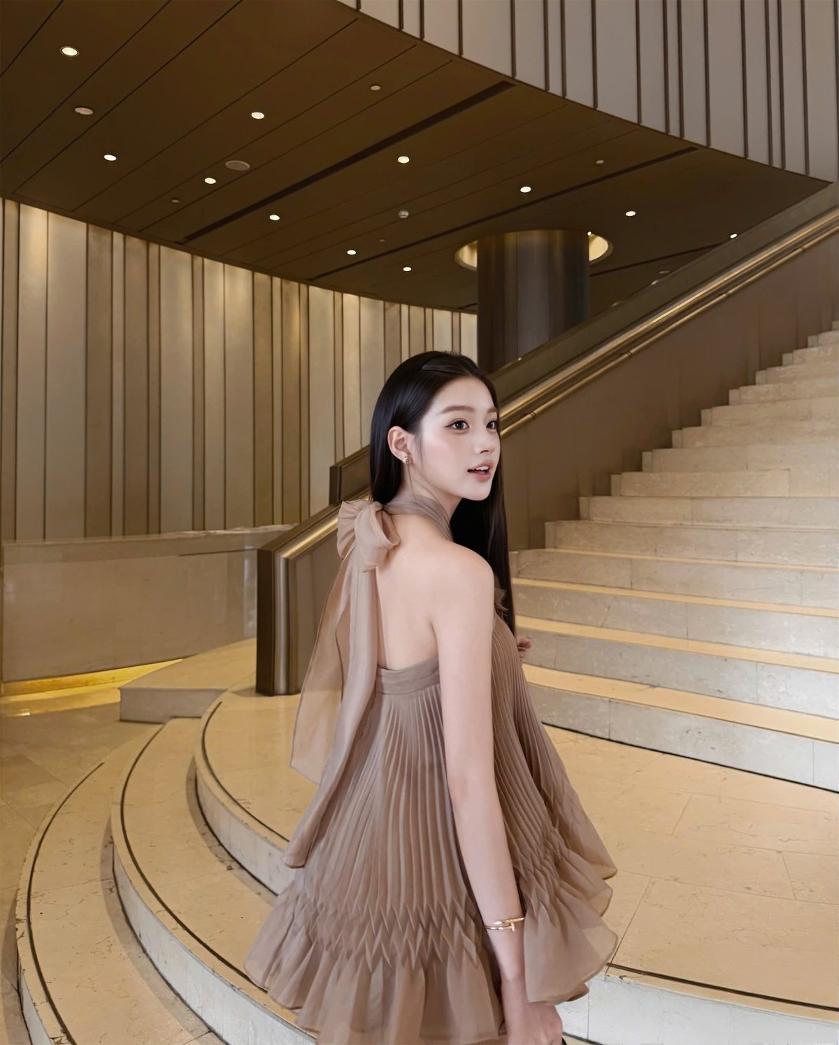 CHOU CHOU 碎花褶皺掛脖連身裙套裝