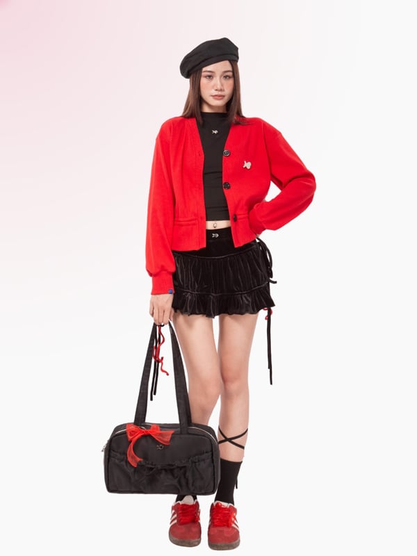 DKMV Chiara Cropped Cardigan with Bow Details
