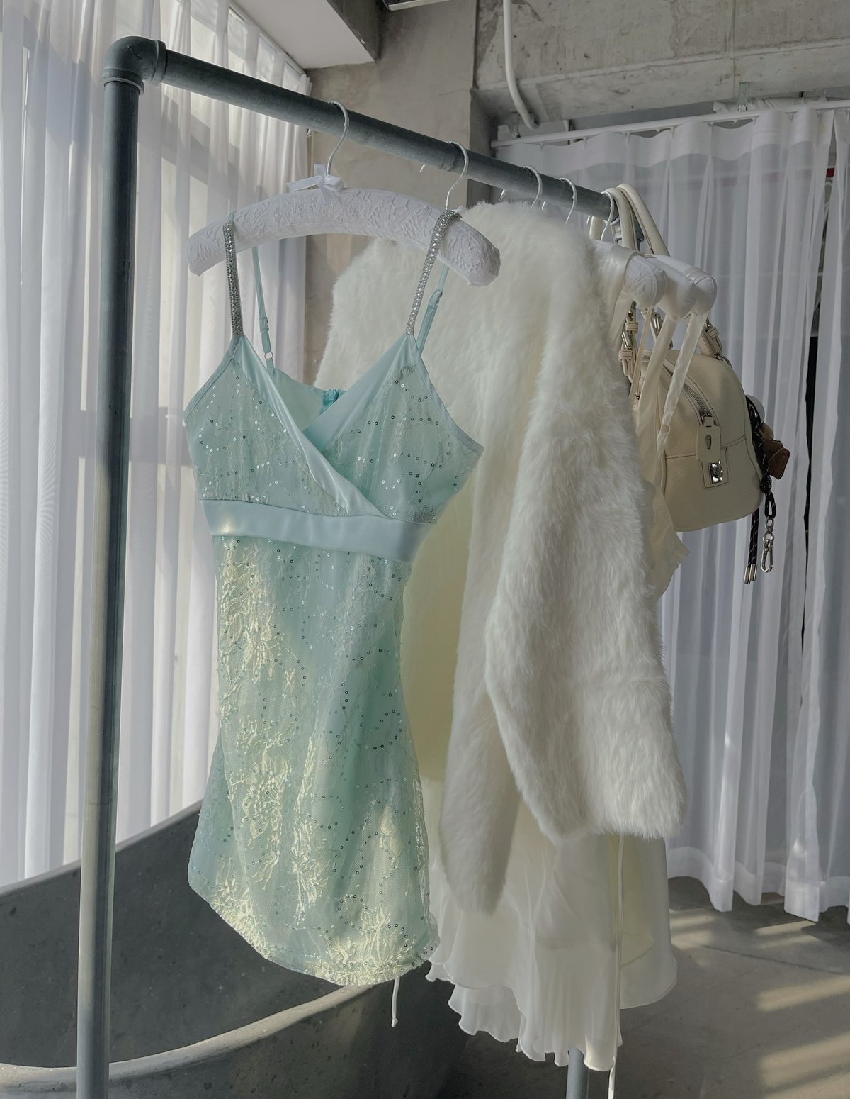 Bandarsaya Stella Sparkle Green Mini Dress