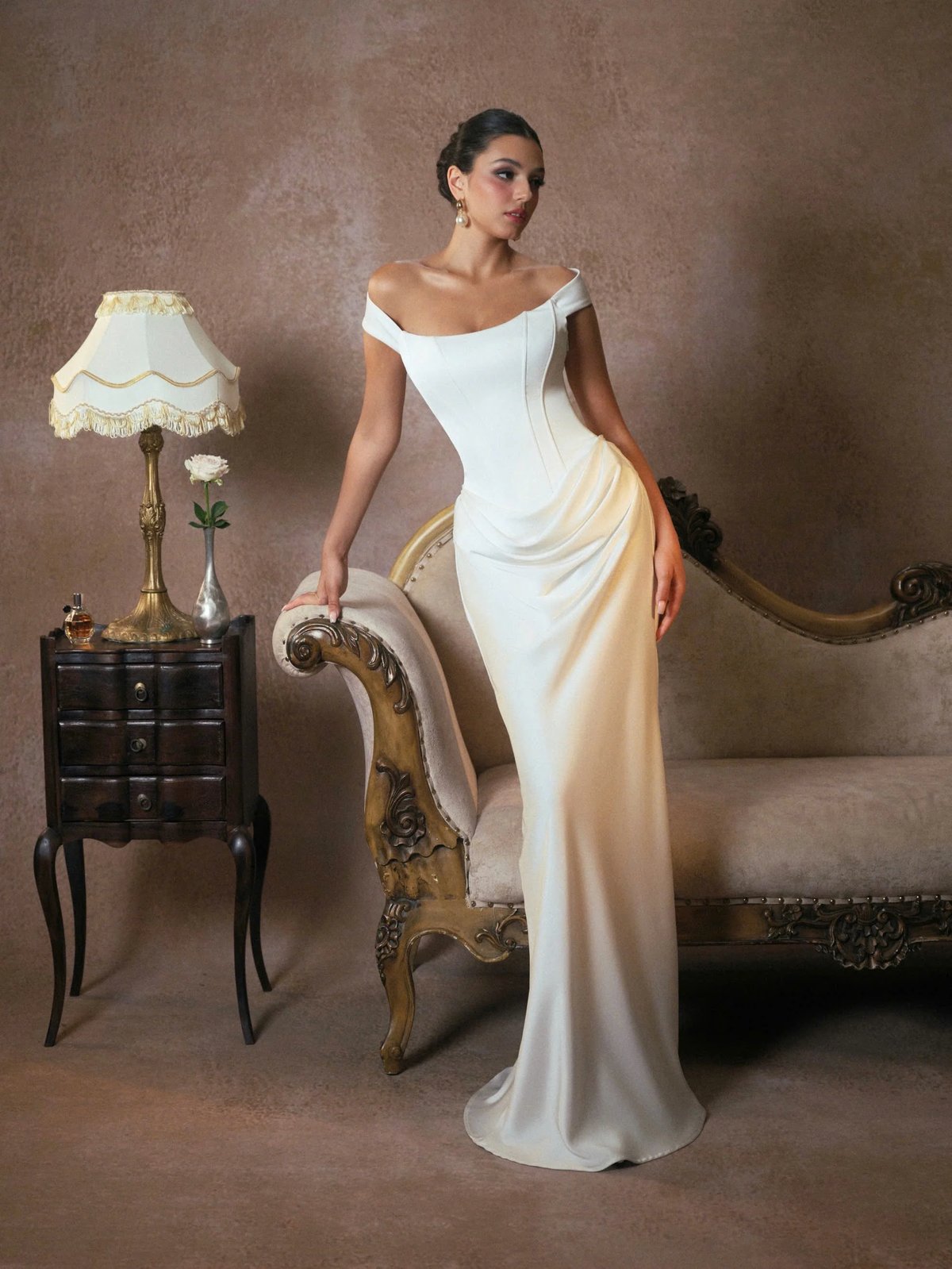 KISSERINE MALENA GOWN 優雅露肩束腰絲緞長禮服