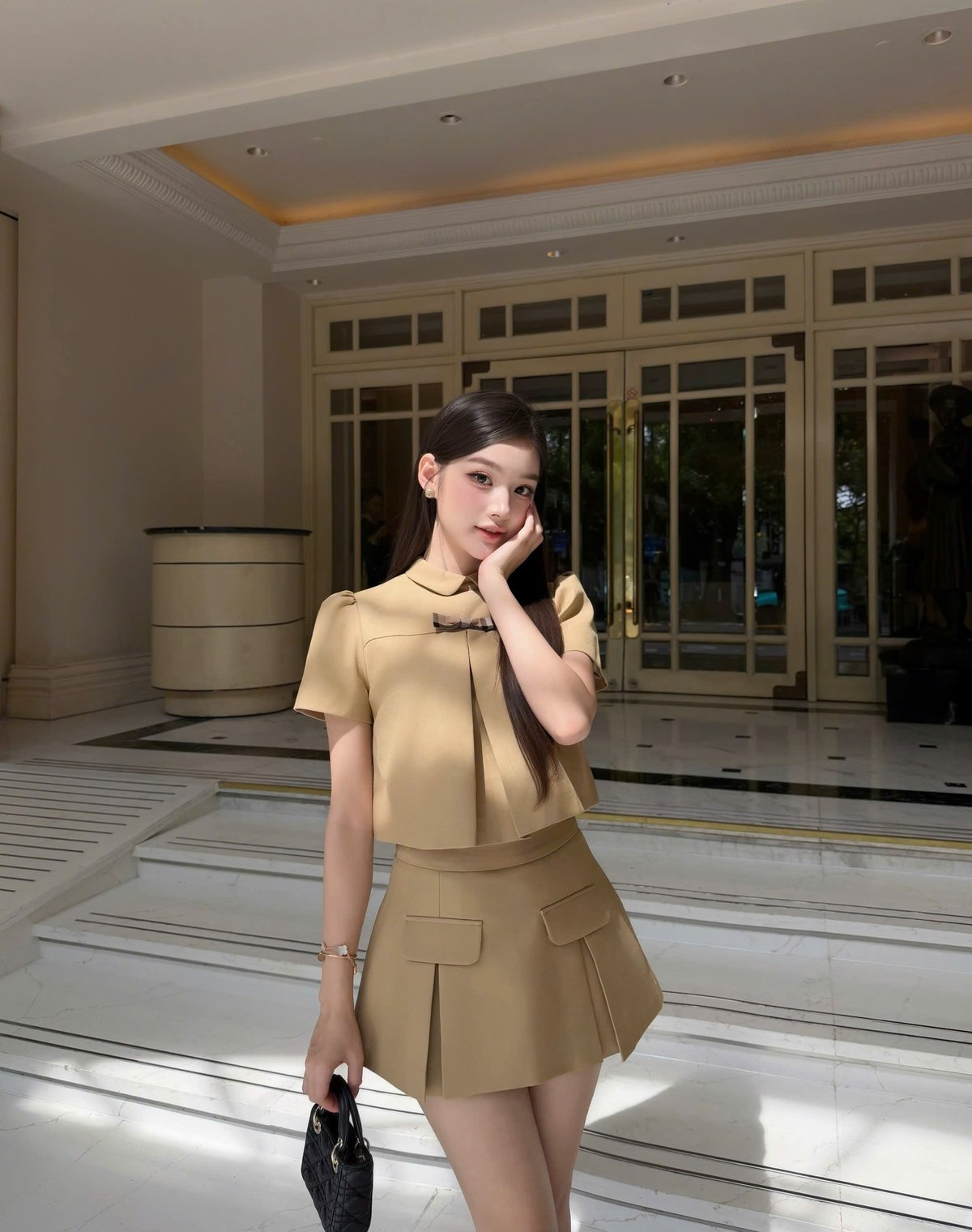 CHOU CHOU Mini Bow Short Set
