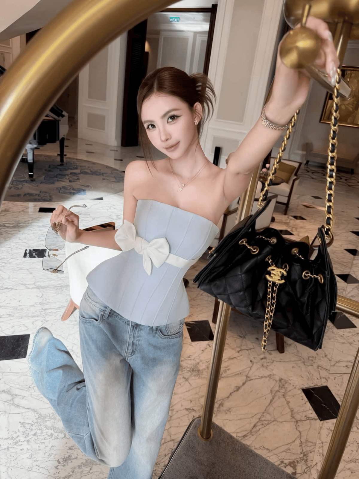Tran Ali Cup Top with Waist Bow Detail