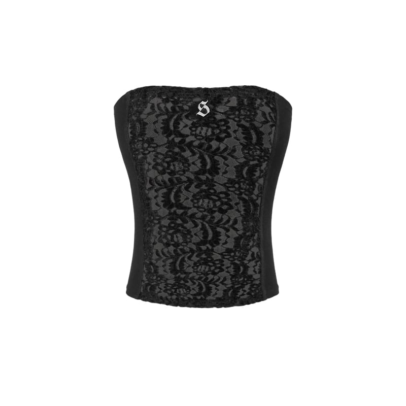 SISTERS Laysi Lace Trim Tube Top