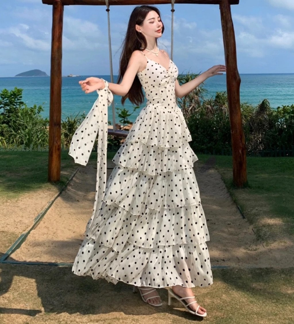 Hiroko Polka Dot Corset Maxi Dress