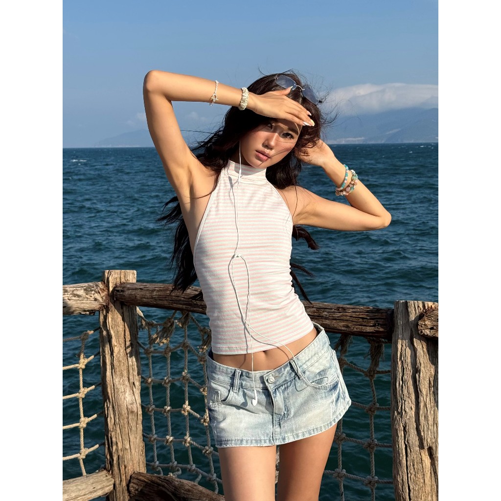 TWENTI Y2K Low Waist Ultra Mini Denim Skirt with Safety Shorts