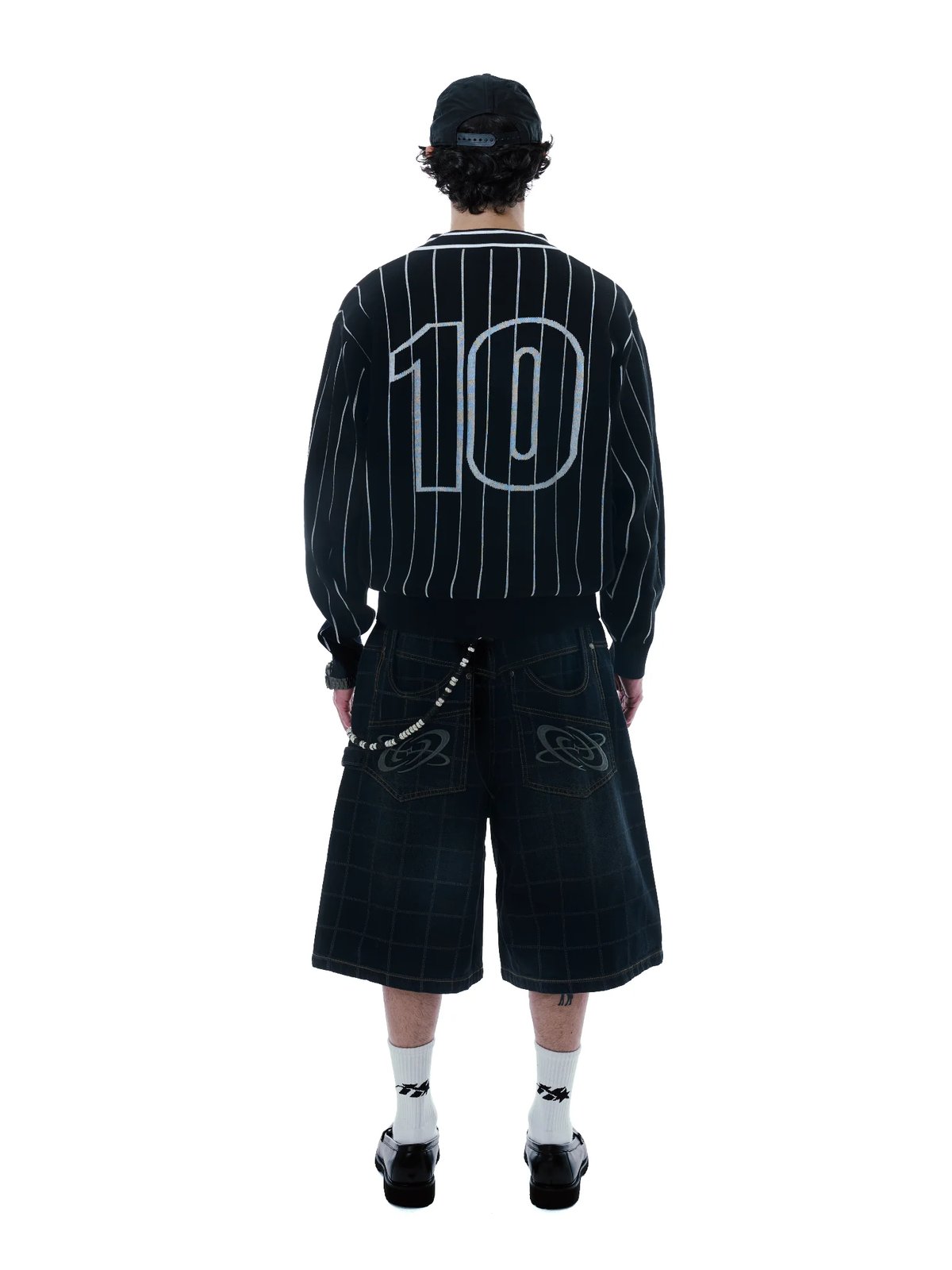 HADES Webby Canvas Checkered Denim Shorts - Blue Navy