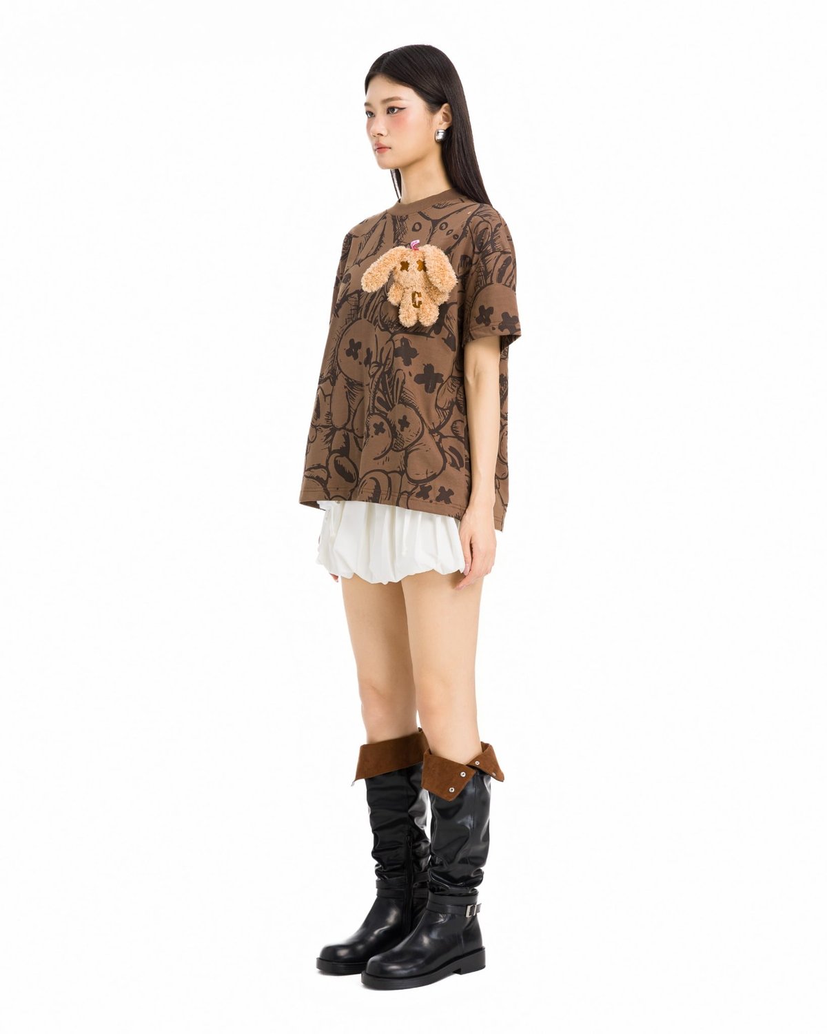 BAD RABBIT Chouchou Rabbit 絨毛兔子圖案 Boxy 版型短袖 T-shirt
