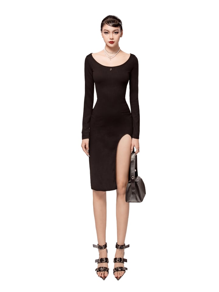 SISTERS Scarlett Sexy Long Sleeve Bodycon Dress with Thigh Slit