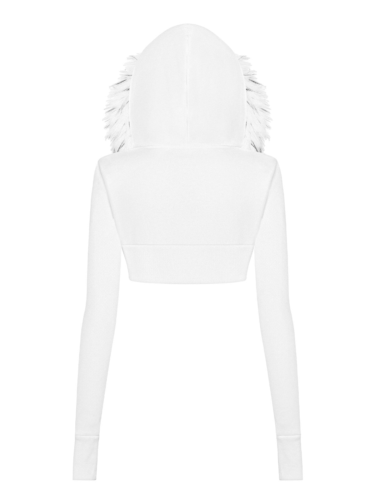 SISTERS Vesper Cropped Hooded Jacket with Faux Fur Trim - White