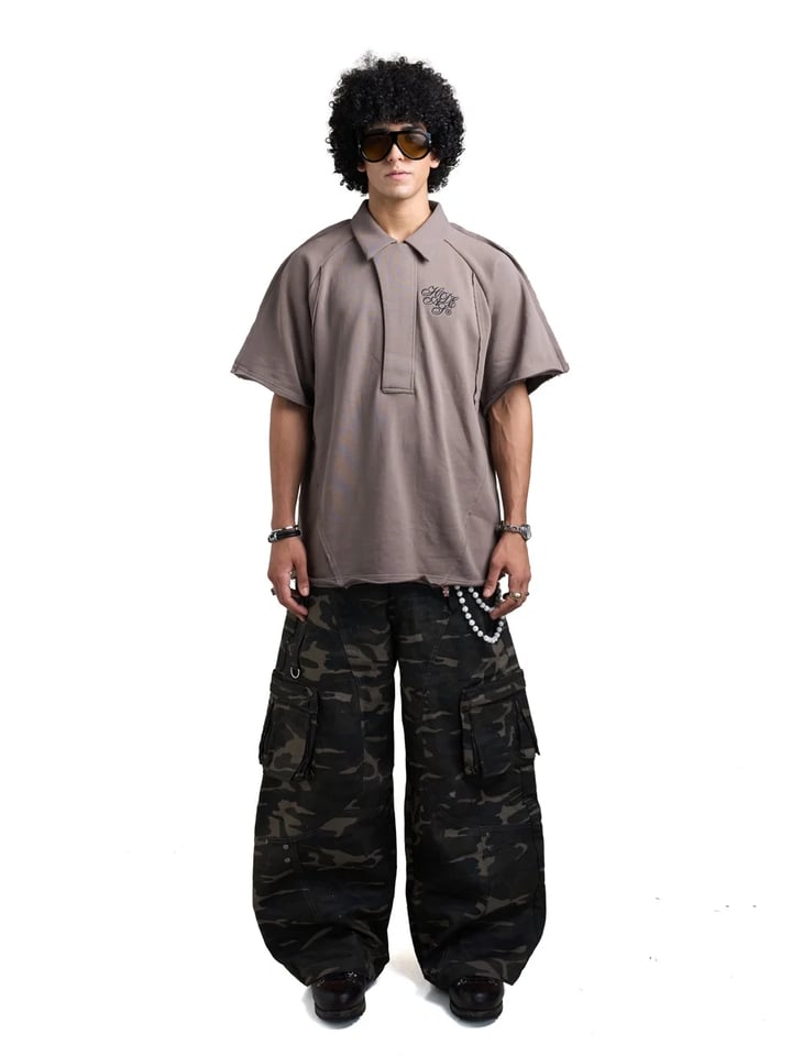 HADES Splice Polo 短袖翻領 Polo 衫 - 棕色