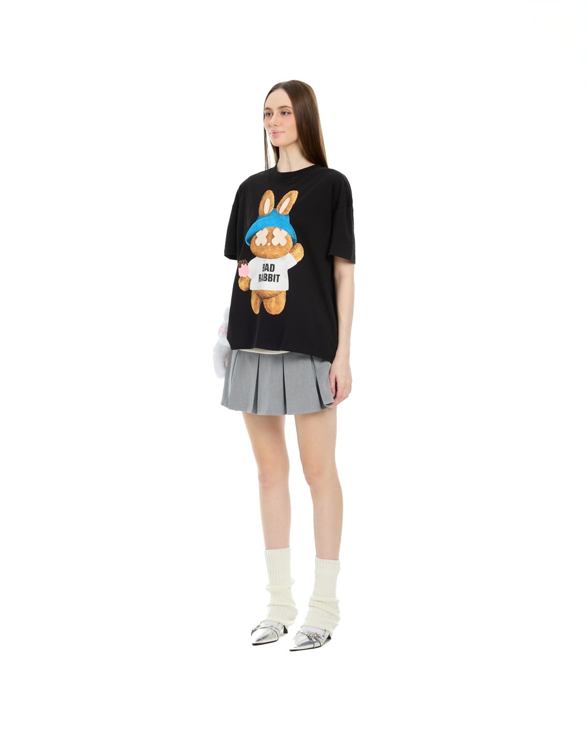 BAD RABBIT Sticky Rabbit 黑色棉質印花短袖 T-shirt