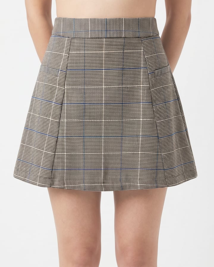 DOTTIE Check Mini Skirt - Grey