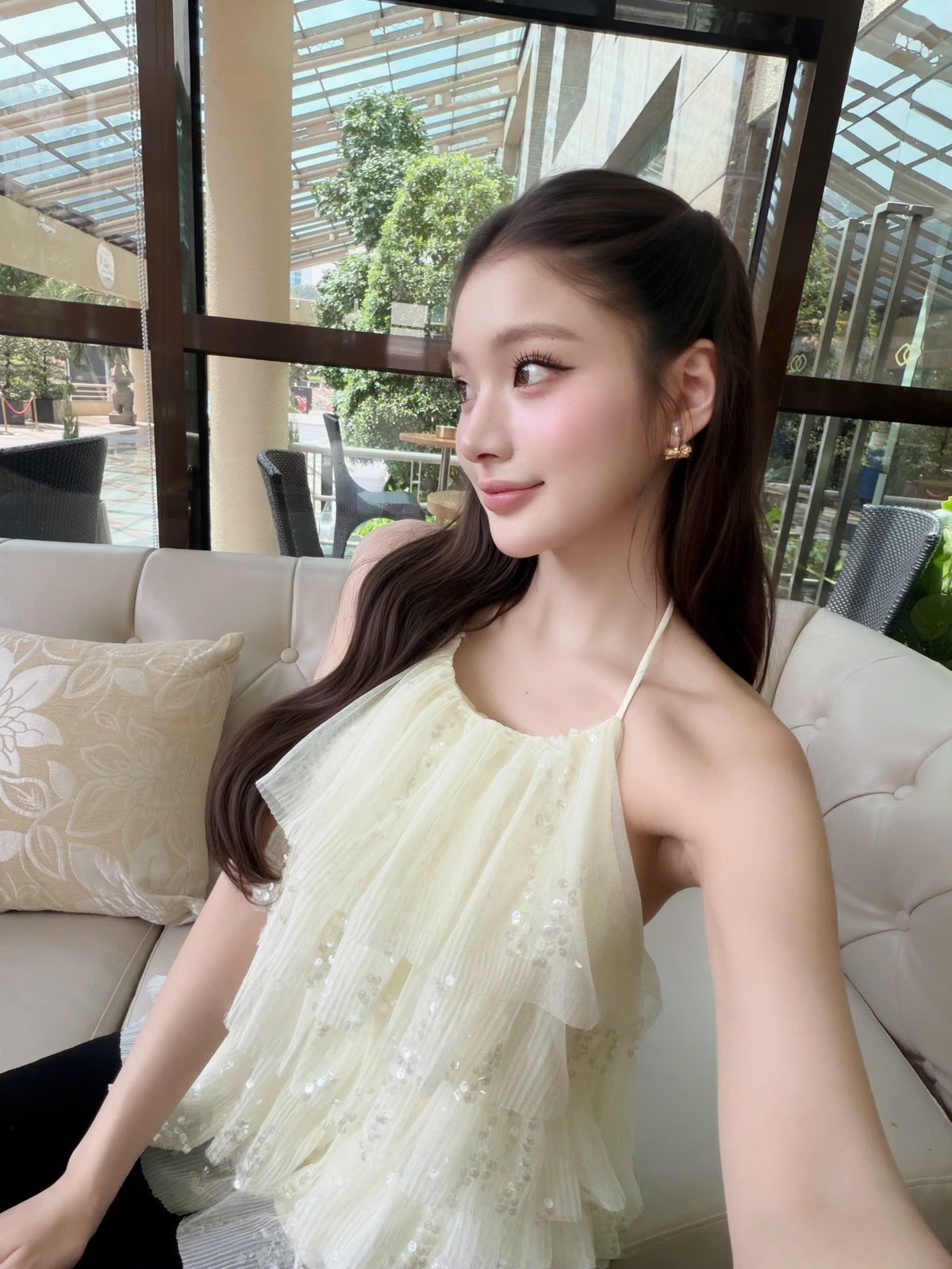 CHOU CHOU Shimmery Layered Camisole Top