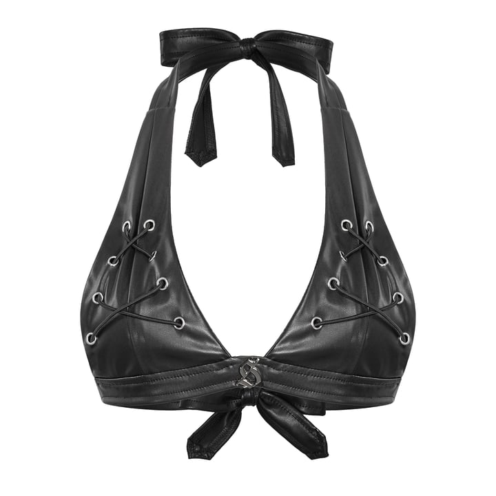 SISTERS Grainne 皮革綁帶式 Bra 上衣與迷你裙兩件套