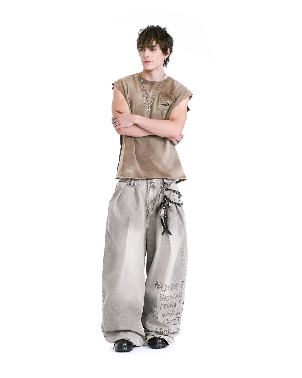 HADES Stonewash Tank Top - Brown