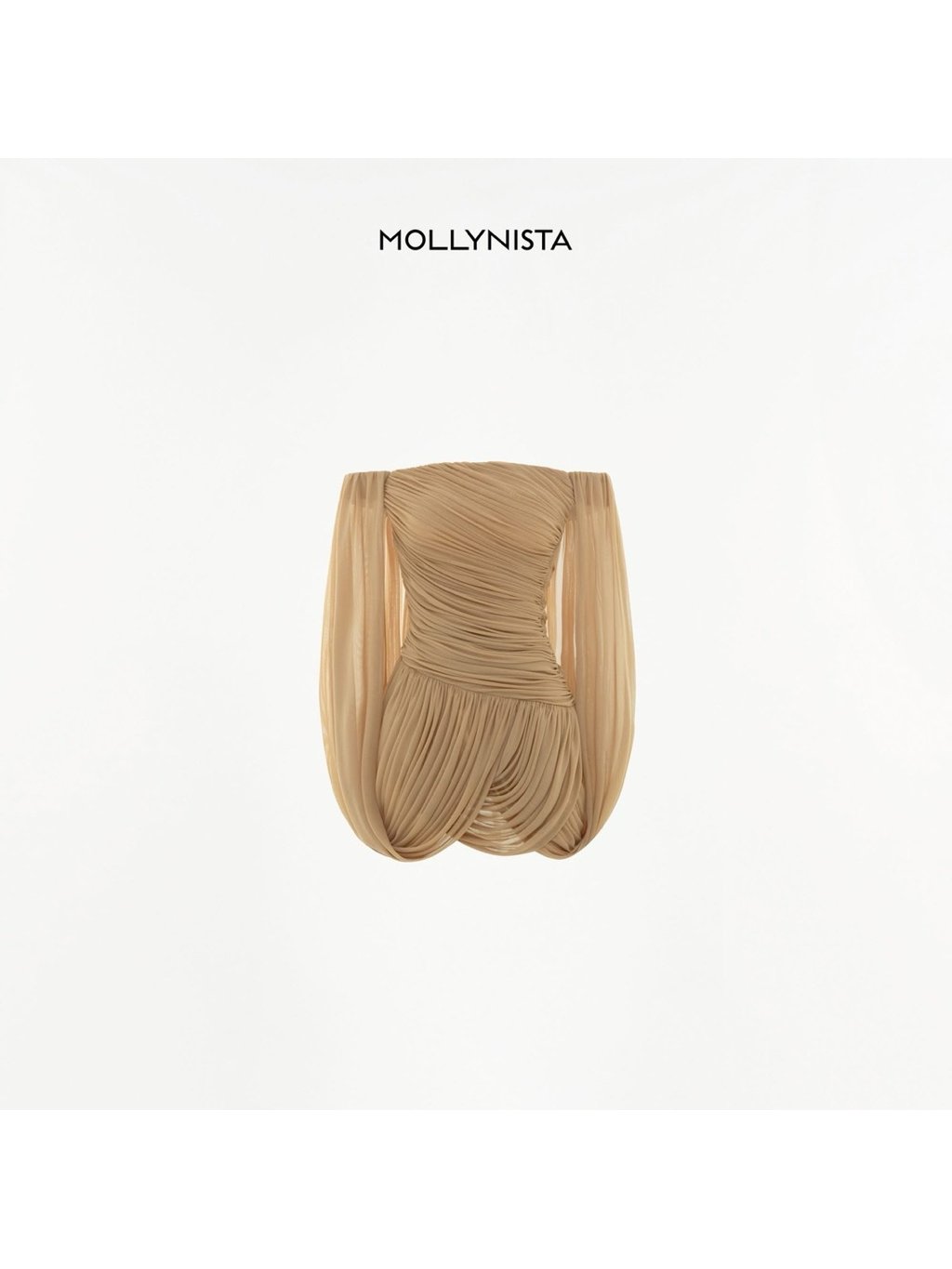 Mollynista 棕色露肩褶皺斗篷短裙