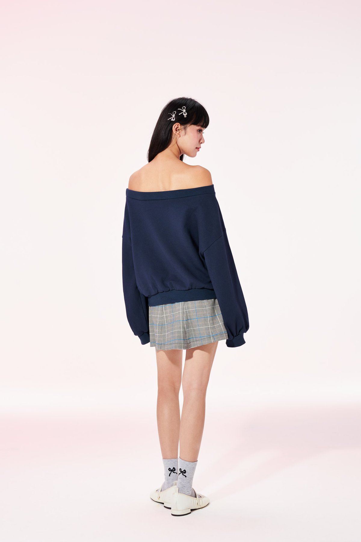 DOTTIE Check Mini Skirt - Grey