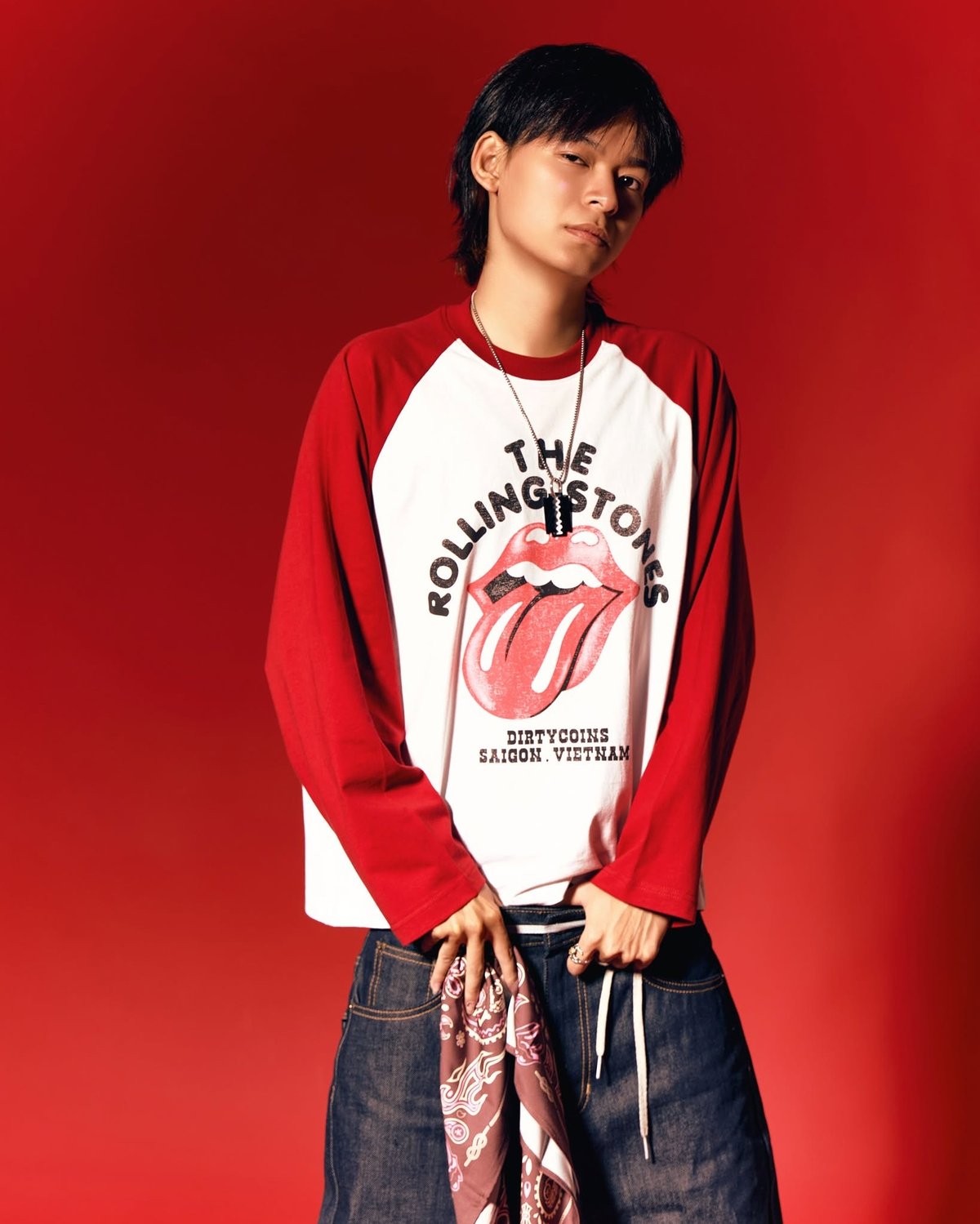DIRTYCOINS Raglan Long Sleeve T-Shirt Faded Print