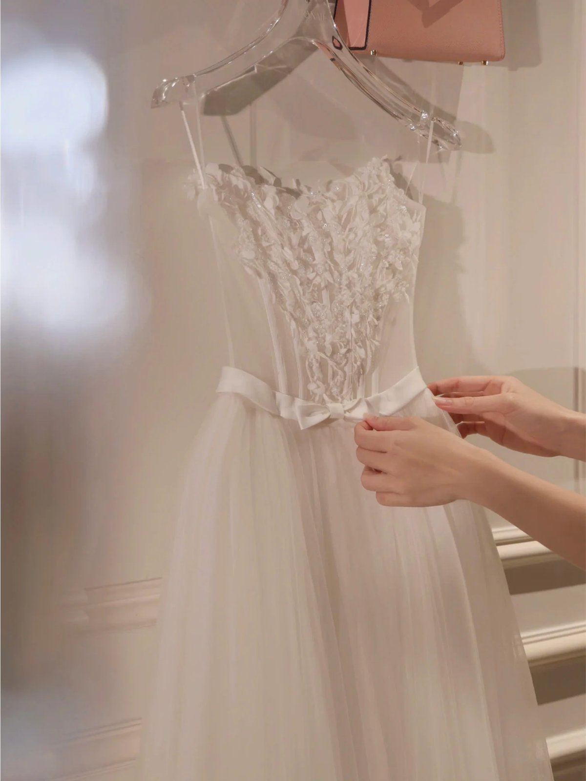 Tran Ali 3D Floral Appliqué Bustier Maxi Dress