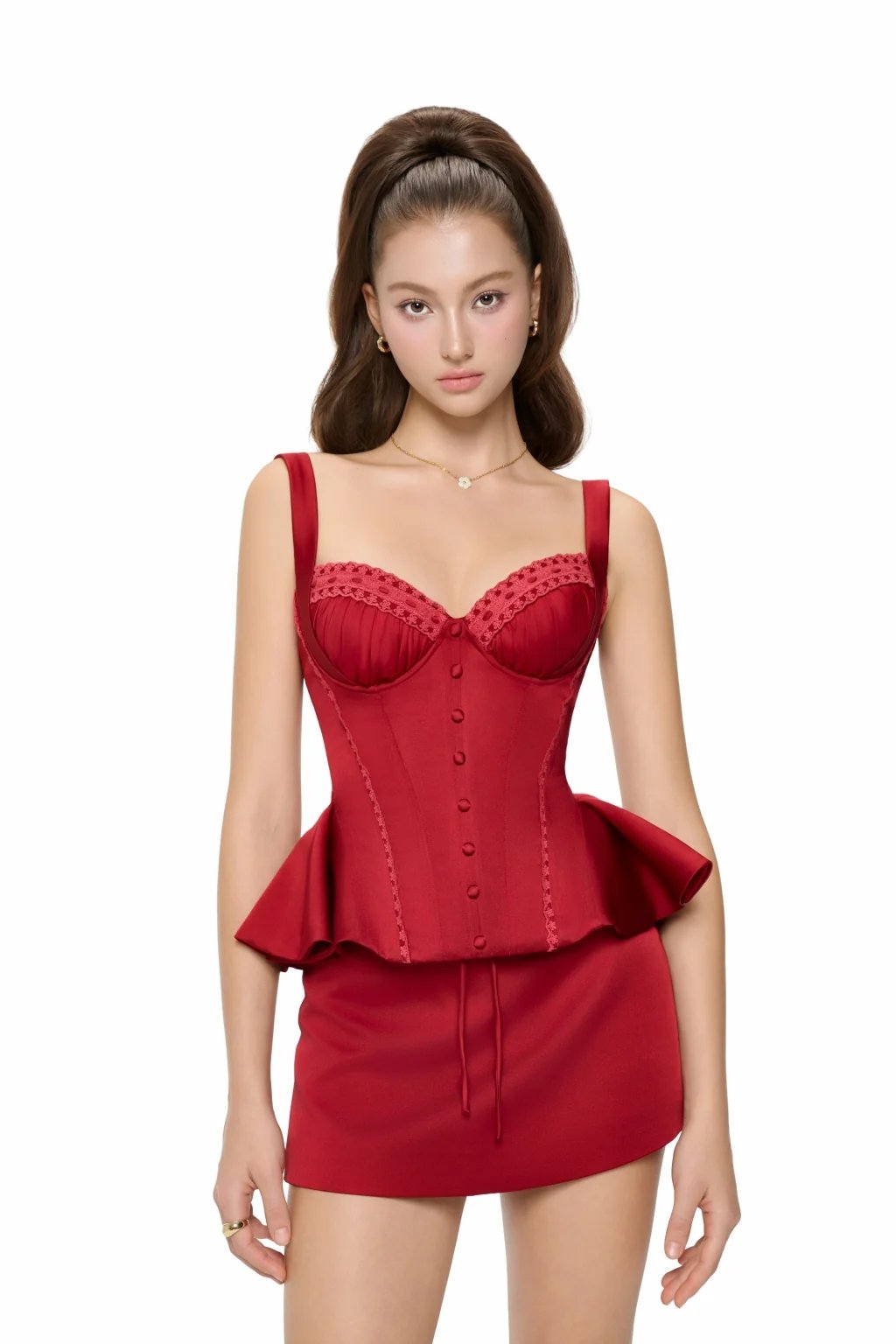 JUBIN MISTIE SKIRT 紅色 短裙