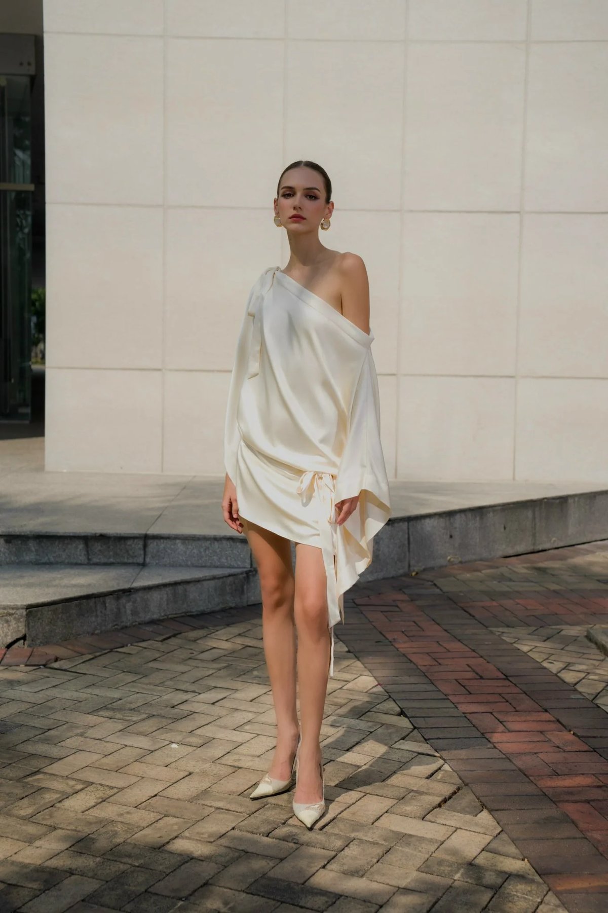 KISSERINE SABRINA MINI One-Shoulder Satin Mini Dress