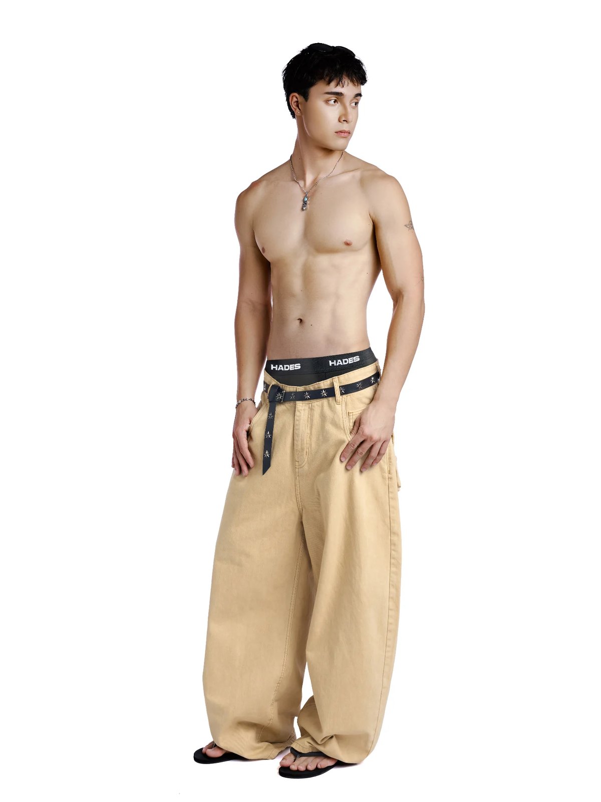 HADES Jumbo Fit 牛仔褲 - 寬鬆版型卡其色