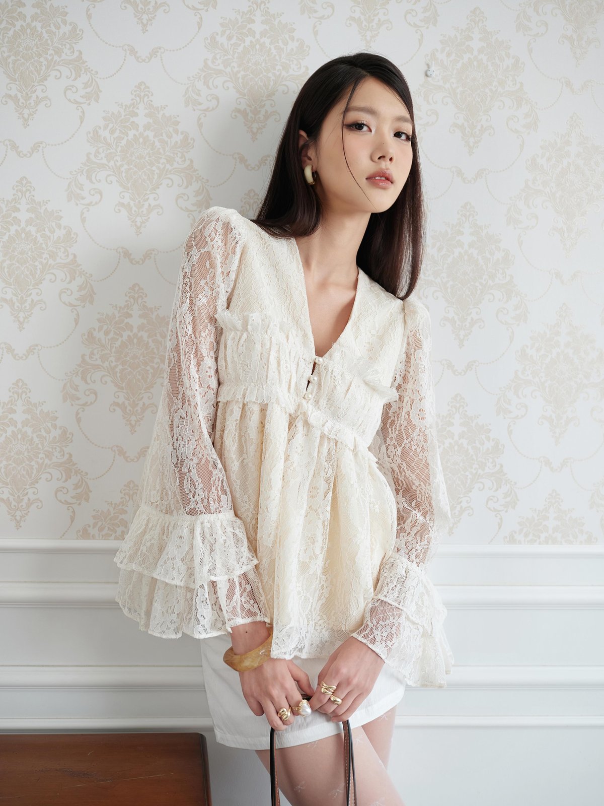 DARLING.ISM Daisy 蕾絲荷葉邊長袖上衣