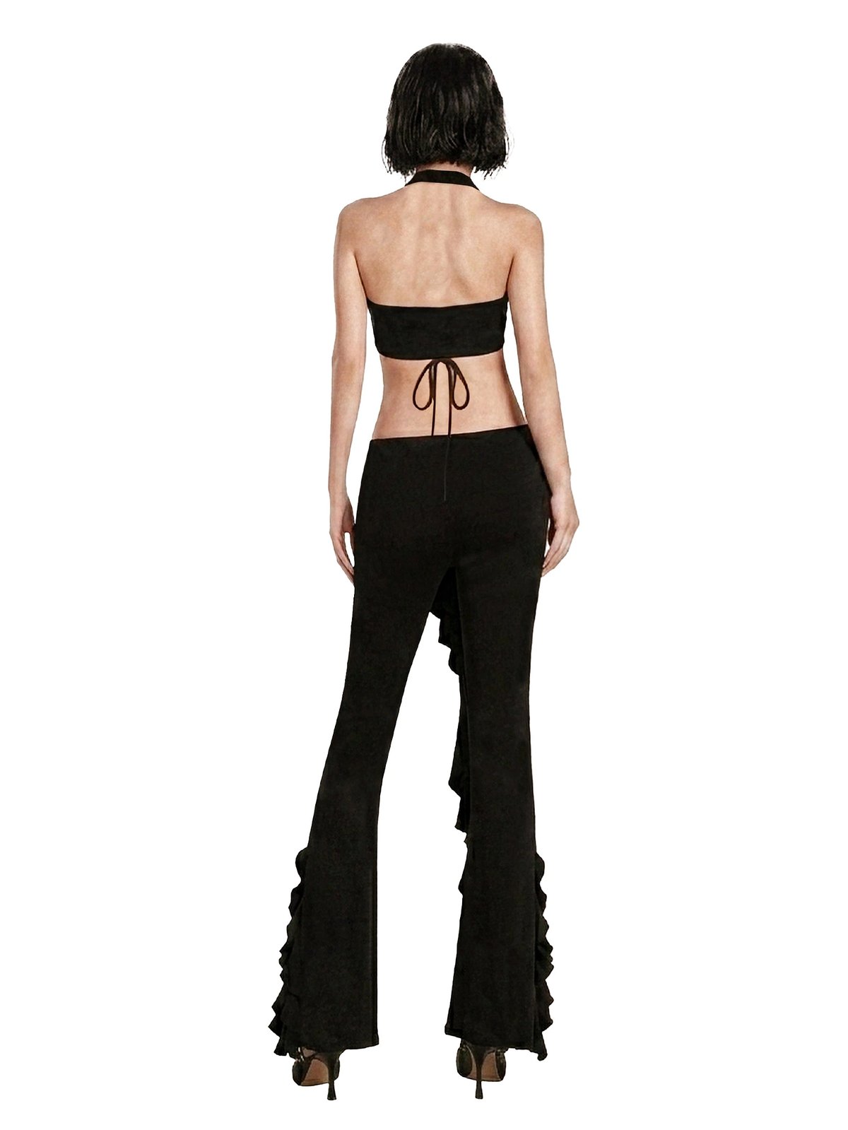SISTERS Rosamund Flared Ruffle Low-Rise Pants - Black