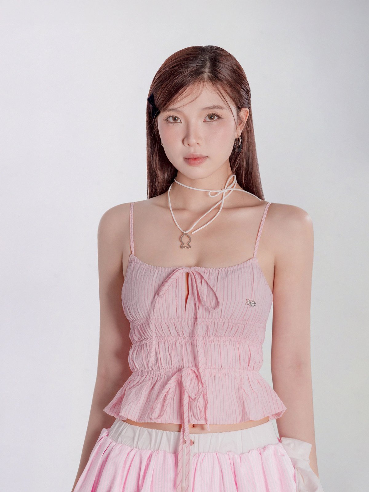 DKMV Myrna 條紋收腰細肩帶上衣