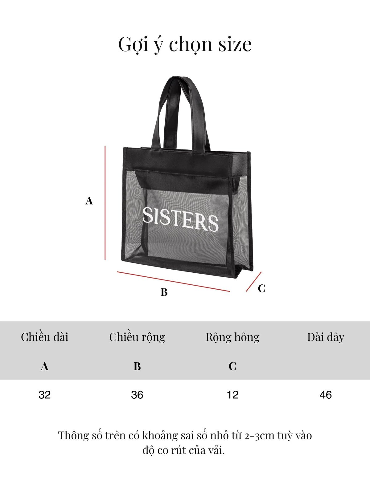 SISTERS Mesh Panel Tote Bag Black
